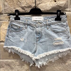 IRO Light Blue Distressed Women Shorts size 27